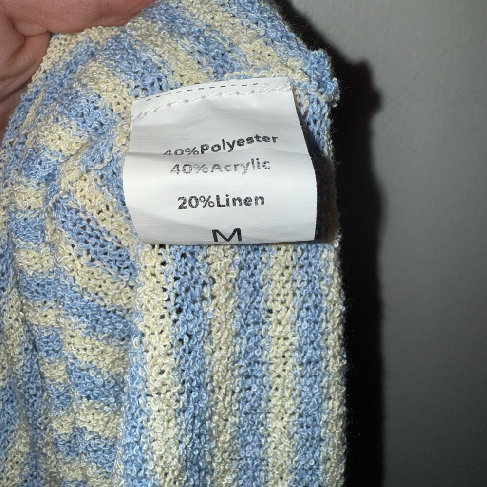 Blue and Yellow Terrycloth Knit Sleeveless Tank Top with Adjustable Ties NWOT - Picture 4 of 5